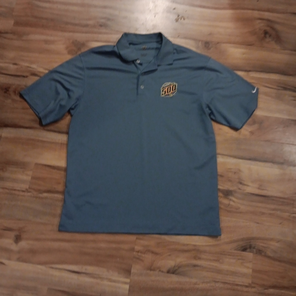 Nike Golf FitDry Polo 2008 Indianapolis 500 Embroidered Logos Size M Turquoise